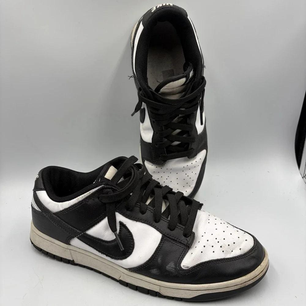 Nike Dunk Low Panda Mens 10 Black White Leather Low Top Sneakers‎ DD1391-100